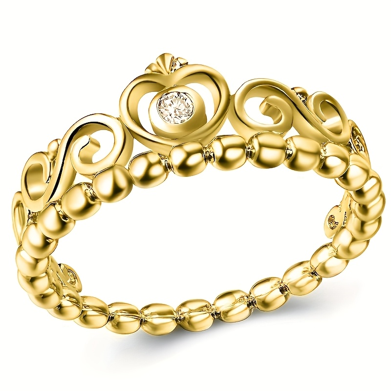 Fashionable Synthetic Zirconia Heart Crown Ring